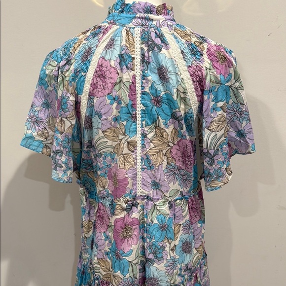 Karlie Size 2 Blue and Pink Tiered Sundress with Flutter Sleeves - Picture 7 of 16